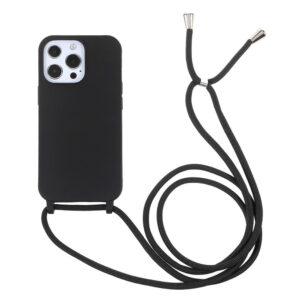 iPhone 13 Pro Max Couvercle en plastique flexible avec Couns / Strap – Strap 13 Pro MAX COUVERTURE PLASTIQUE FLEXIBLE avec cordon / sangle – noir