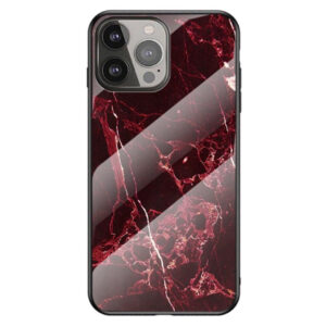 iPhone 13 Pro Max Couvercle en plastique flexible avec verre en verre – Blood Red Marbleiphone 13 Pro Max Couvercle en plastique flexible avec sac en verre – Blood Red Marble