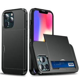 iPhone 13 Pro Max Hybrid Artisan Couverture avec porte-carte – Struchone 13 Pro Max Hybrid Couvercle artisanal avec support de carte – noir