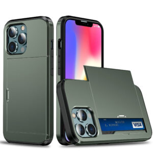 iPhone 13 Pro Max Hybrid Artisan Couverture avec porte-carte – Olive Greeniphone 13 Pro Max Hybrid Artisan Couverture avec porte-carte – Green Olive