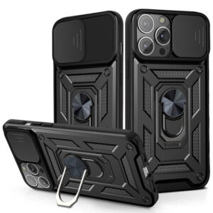 iPhone 13 Pro Max Craftsman Cover avec kickstand magnétique et curseur de came – Struchone 13 Pro Max Craftsman Cover avec kickstand magnétique et camais – noir