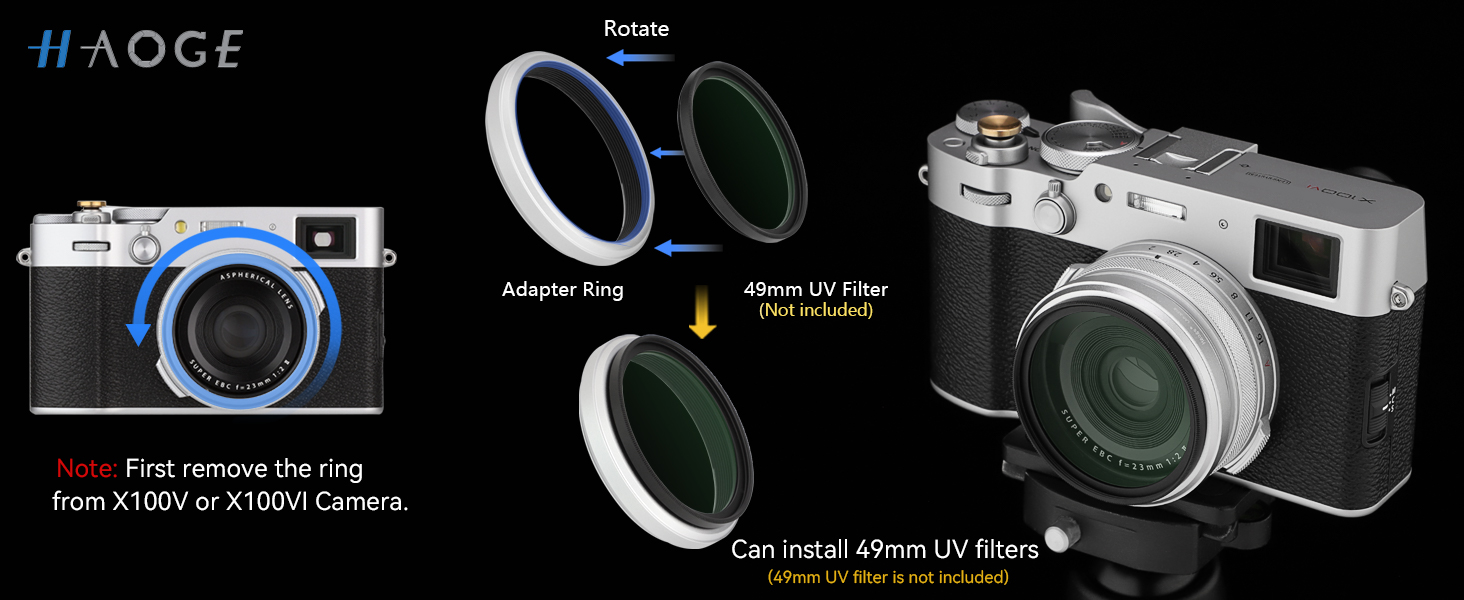 Bague d'adaptation pour filtre UV d'objectif
