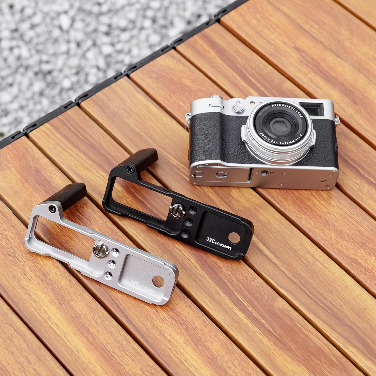 Poignée en métal X100VI, poignée sécurisée, support en L pour appareil photo Fuji Fujifilm X100VI, coussinets antidérapants, plaque à dégagement rapide Arca Swiss, trou supplémentaire pour trépied 1/4"-20 et trou pour dragonne, couleur noire – Image 9