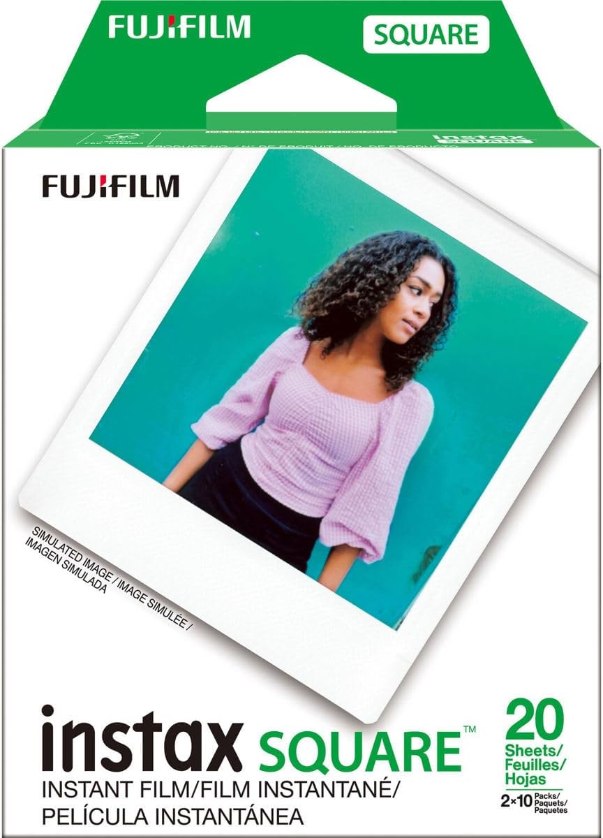 Fujifilm Lot de 2 films couleur instantanés carrés Instax, lot de 2 – 20 expositions (40 au total), cadre blanc – Image 2