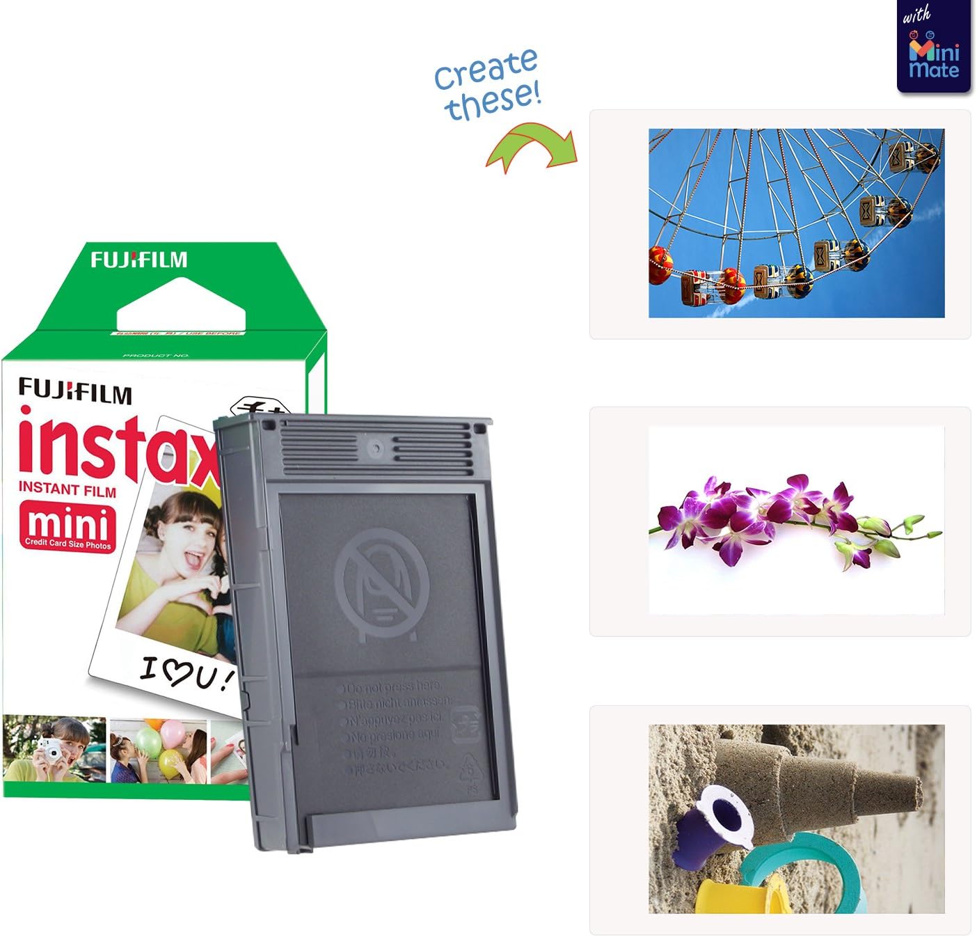 Fujifilm Instax Mini 12 Appareil photo instantané Blossom Rose + étui de transport + Fuji Instax Film Value Pack (40 feuilles) Accessoires Bundle, filtres couleur, album photo, cadres assortis – Image 4