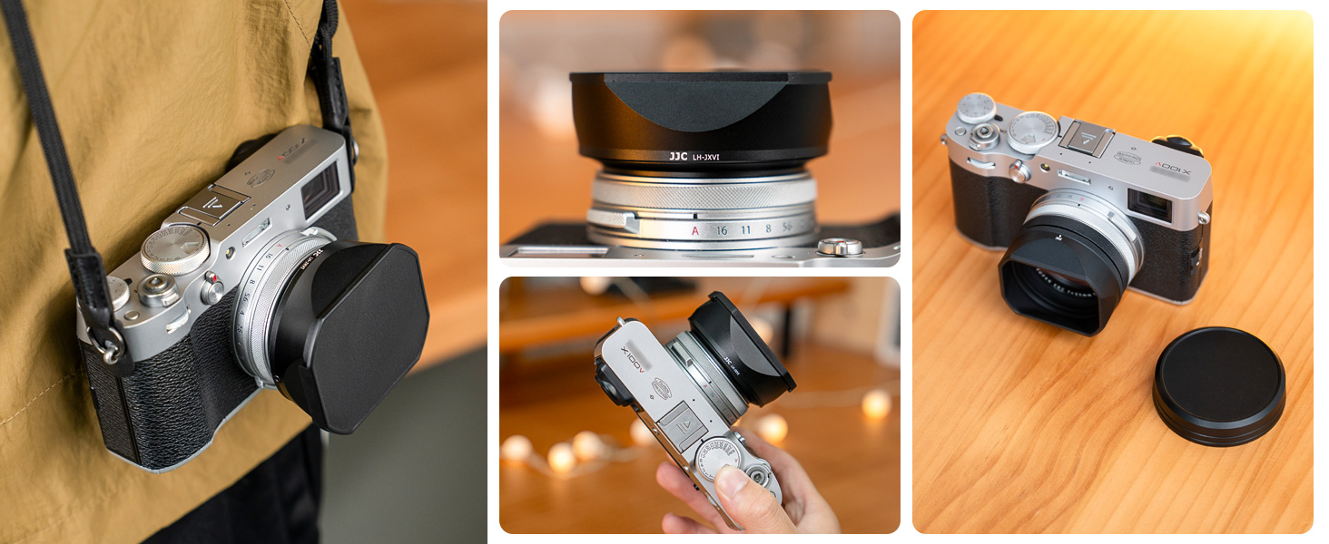 Pare-soleil carré en métal X100VI avec capuchon et amp; Bague d'adaptation de filtre de 49 mm