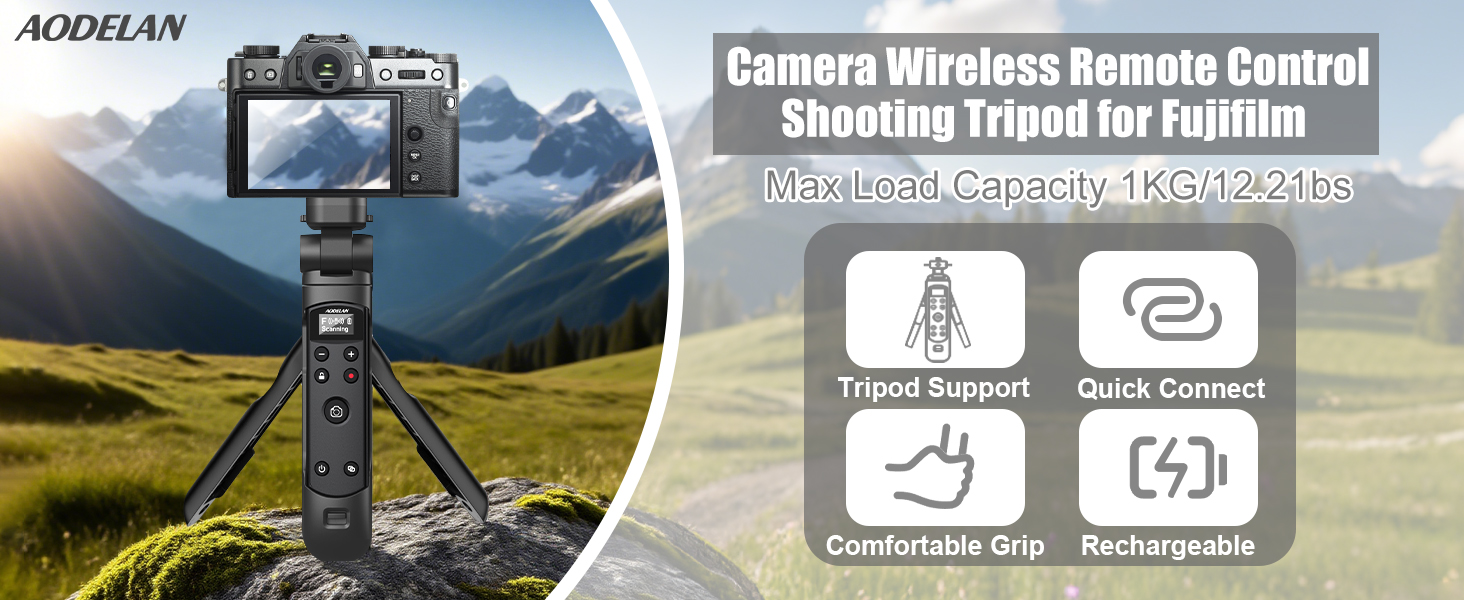 pour trépied d'appareil photo Fujifilm avec déclencheur rechargeable