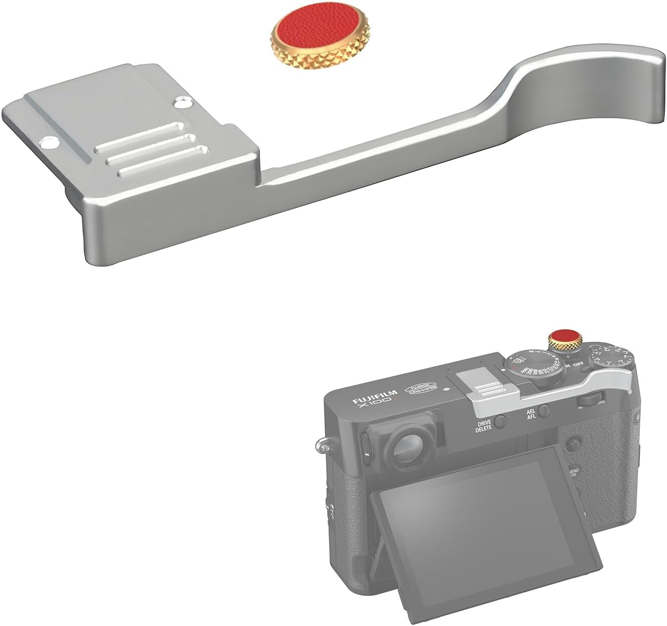 Poignée de pouce en métal X100VI /X100V, pour Fuji Fujifilm X100VI X100V X100FCamera, accessoires de poignée de pouce (argenté)