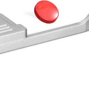 K&F CONCEPT Poignée de pouce pour appareil photo avec bouton d'obturation rouge compatible avec FUJIFILM X100VI X100V Argenté