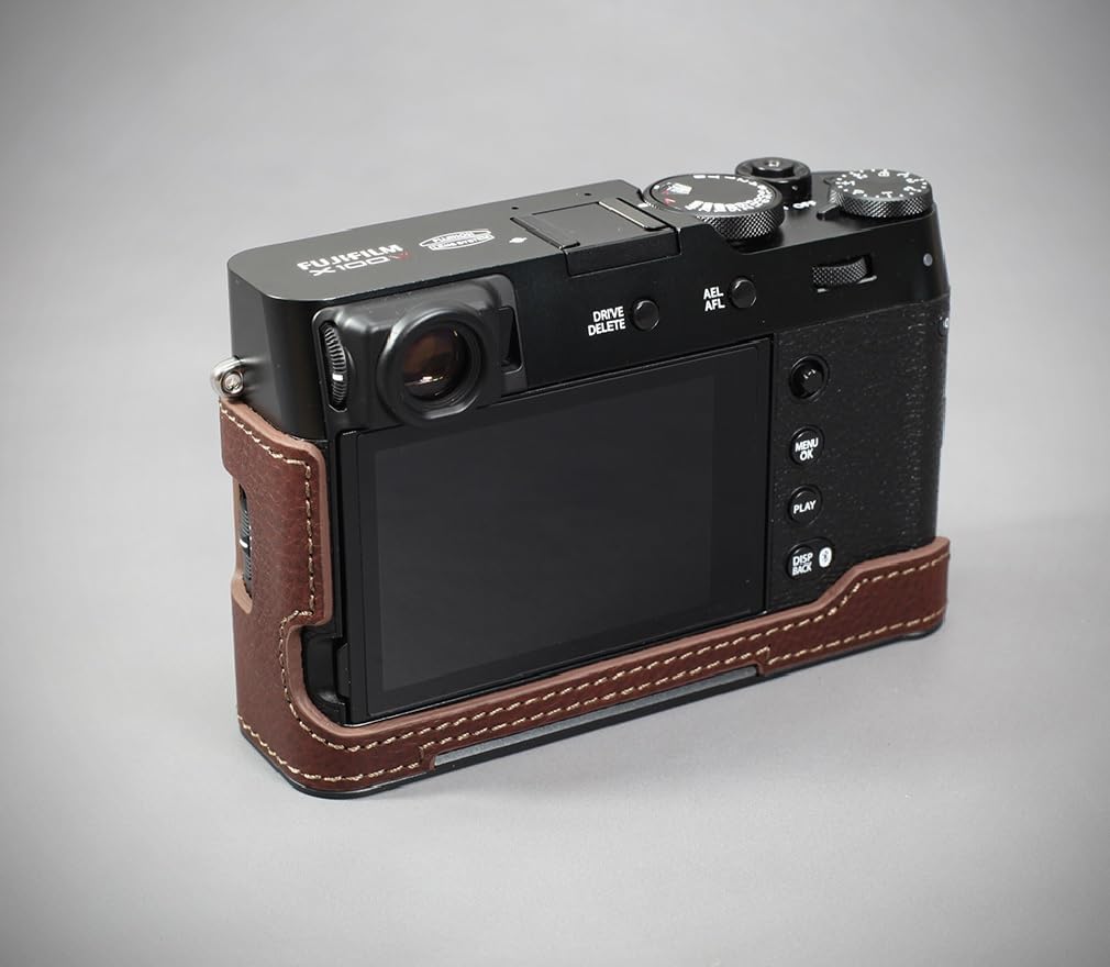 Generic LIM'S Demi-étui en cuir véritable pour appareil photo avec plaque en queue d'aronde intégrée pour Fuji FUJIFILM X100VI (Marron) – Image 5