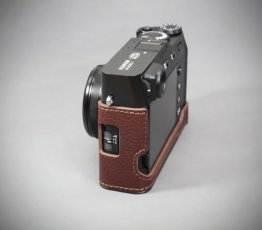 Generic LIM'S Demi-étui en cuir véritable pour appareil photo avec plaque en queue d'aronde intégrée pour Fuji FUJIFILM X100VI (Marron) – Image 7