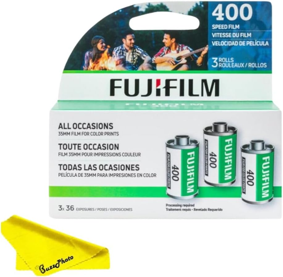 Fujifilm Fujicolor 400 Film négatif couleur 35 mm en rouleau, 3 x 36, plusieurs paquets – BuzzPhoto Bundle