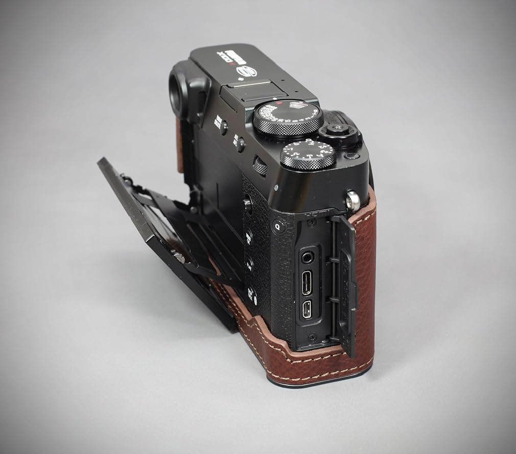 Generic LIM'S Demi-étui en cuir véritable pour appareil photo avec plaque en queue d'aronde intégrée pour Fuji FUJIFILM X100VI (Marron) – Image 6