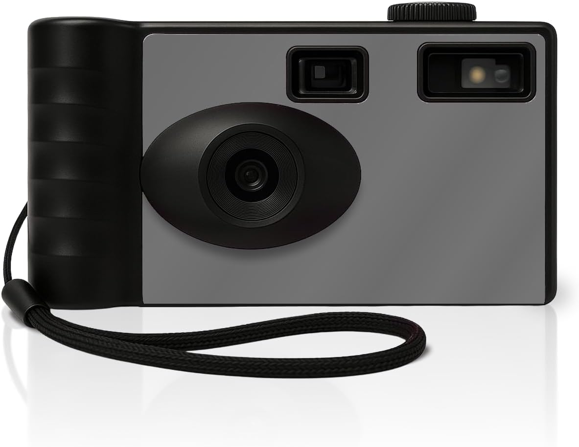Appareil photo numérique sans écran LENSY | Quatre filtres intégrés | Rechargeable, 8 MP, léger, sans mise au point, flash automatique, facile à utiliser, réutilisable, photos de style film rétro (gris)