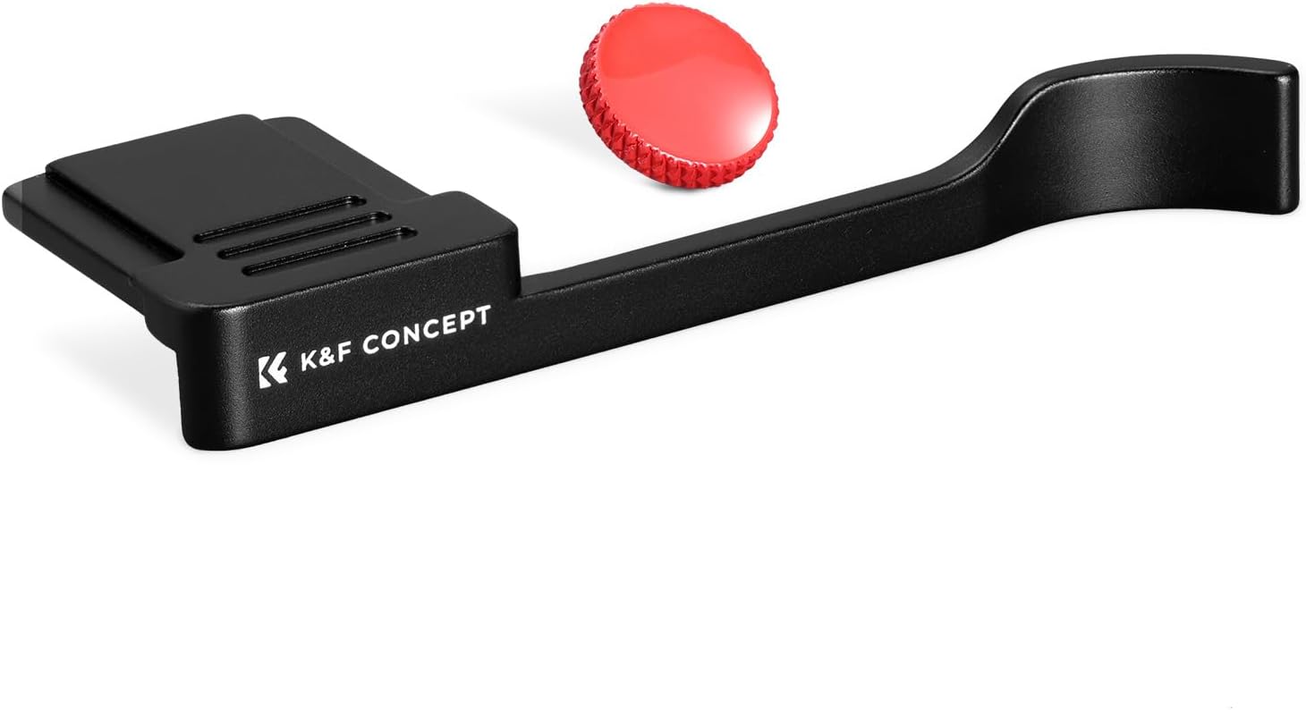 K&F CONCEPT Poignée de pouce pour appareil photo avec bouton d'obturation rouge compatible avec FUJIFILM X100VI X100V Noir