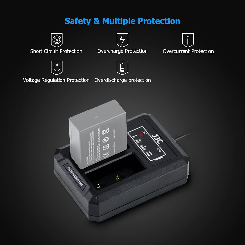 NP-W126 NP-W126S Chargeur de batterie double chargeur avec câble USB intégré pour Fujifilm X100VI X-T50 X-T30 II X-S10 X-PRO3 X-Pro2 X-Pro1 X-T30 X-T20 X-T10 X-T3 X-T2 X100V X100F X-E4 X-E3 X-E2 X-E1 X-A5 X-A3 – Image 2