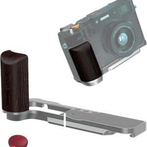 Fotoconic X100VI / X100V Poignée en forme de L avec plaque de dégagement rapide pour Arca, poignée latérale légère en silicone, bouton d'obturation et cache-griffe pour appareils photo FUJIFILM X100VI / X100V (argent)
