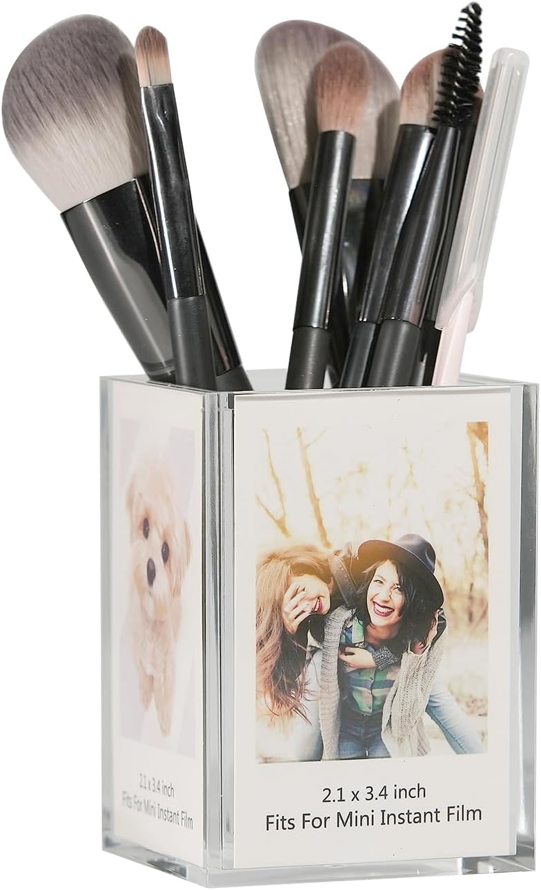 Cadre photo en acrylique Polaroid Instax Mini 2x3, petit support d'affichage mignon pour Fujifilm Instax Mini 3 pouces, porte-stylo photo en acrylique transparent, organisateur de bureau – Image 5