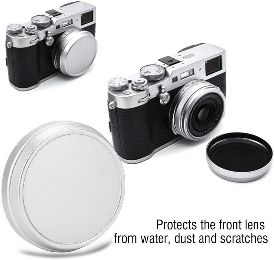 Capuchon avant en métal pour objectif professionnel, couvercle d'objectif unique universel portable pour accessoire de photographie Fujifilm X100 X100S X100T (argent) – Image 3