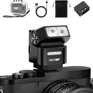 F2 Mini Flash pour appareil photo 2,4 GHz sans fil hors appareil photo pour Canon/Sony ZV1/Fuji/Nikon/Ricoh Gr3/appareil photo numérique/flash sabot pour appareil photo reflex numérique/base magnétique et télécommande 10 m (noir).