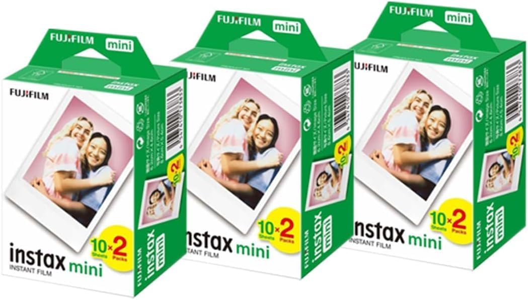 Fujifilm 16437396 Instax Mini Twin Pack Format d'image Film lumière du jour instantanée Pack de 3 (60 clichés)