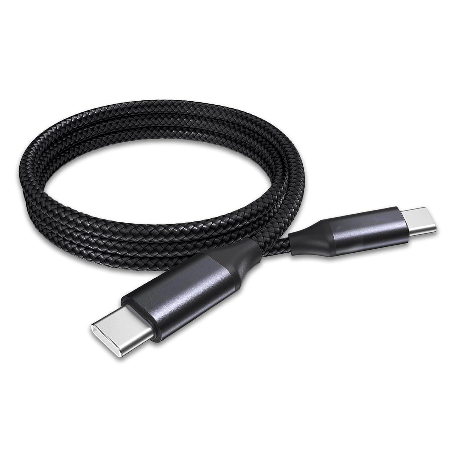 Câble BoxWave compatible avec Fujifilm X100VI - Câble DirectSync PD (3 pieds) - USB-C vers USB-C (100 W), charge tressée de type C et synchronisation rapide - Noir de jais – Image 2