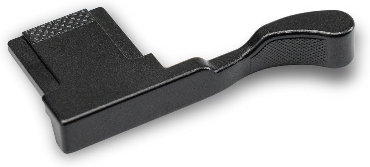 Iborrys Poignée en métal pour appareil photo Fujifilm Fuji X100VI, support de repose-pouce, motif antidérapant vintage exclusif, améliore la sensation de prise en main de l'appareil photo (noir)