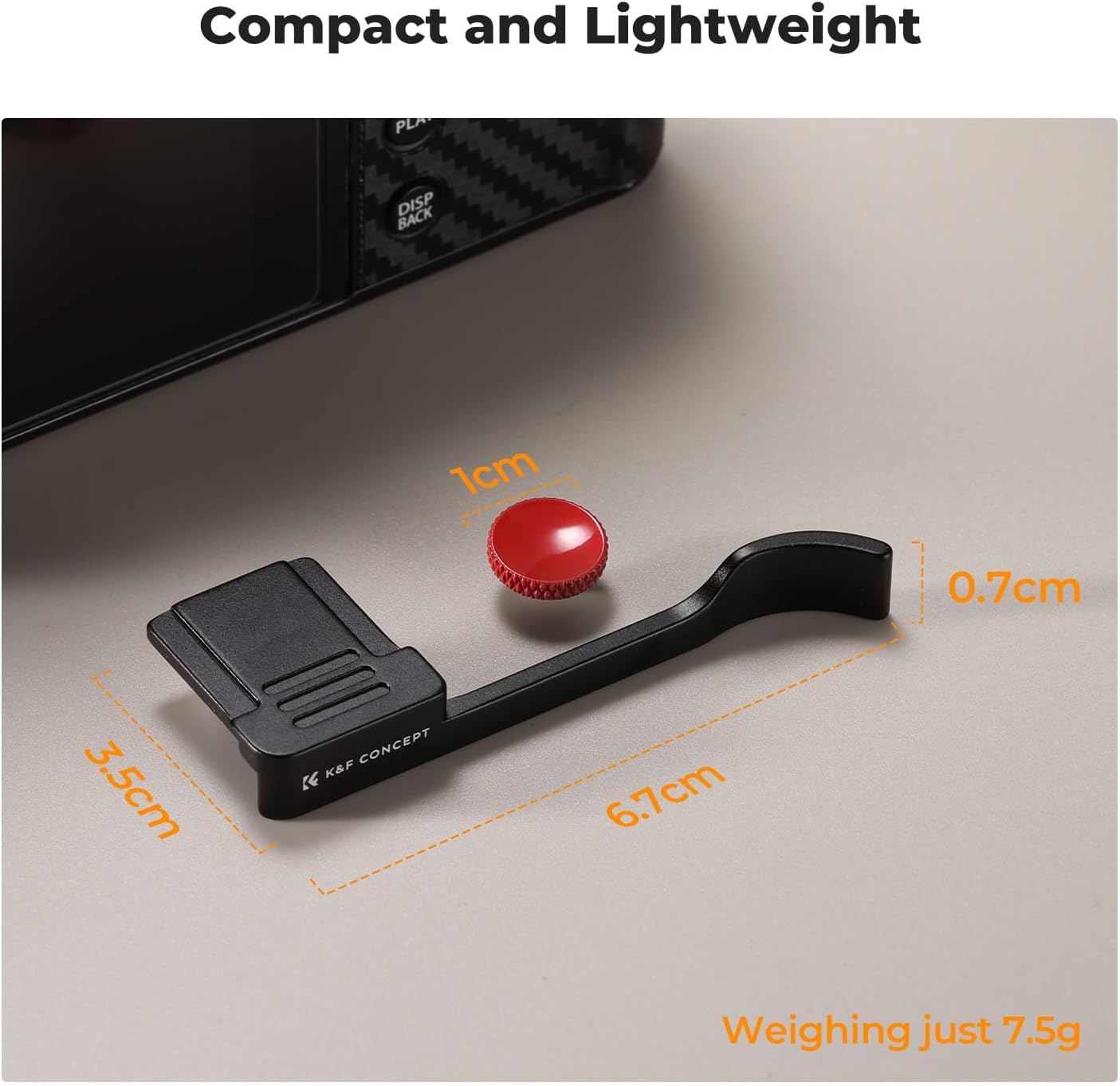 K&F CONCEPT Poignée de pouce pour appareil photo avec bouton d'obturation rouge compatible avec FUJIFILM X100VI X100V Noir – Image 6
