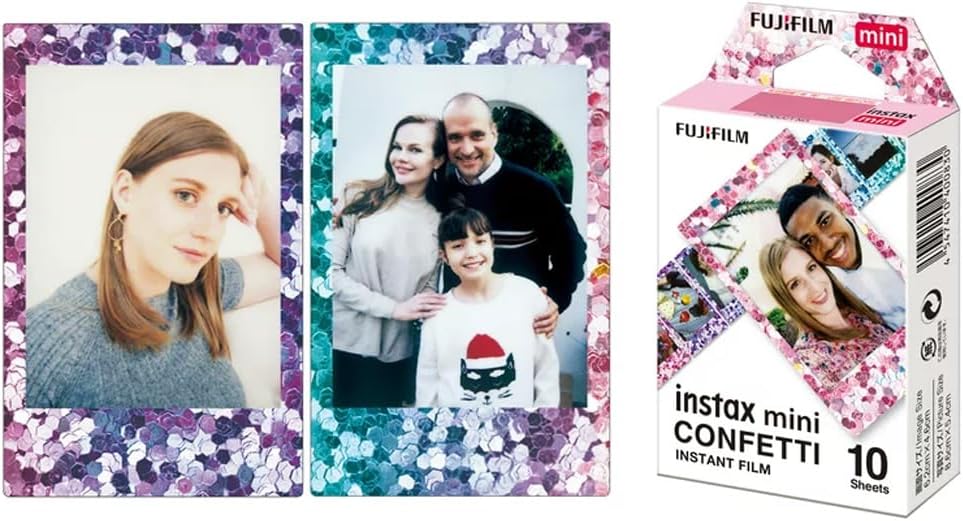 Fujifilm Instax Confetti Mini Film (10 expositions, lot de 3) Photos instantanées aux couleurs vives, compatible avec les appareils photo Fujifilm Instax Mini, captivez des souvenirs avec de superbes motifs de confettis (3 pièces) – Image 3