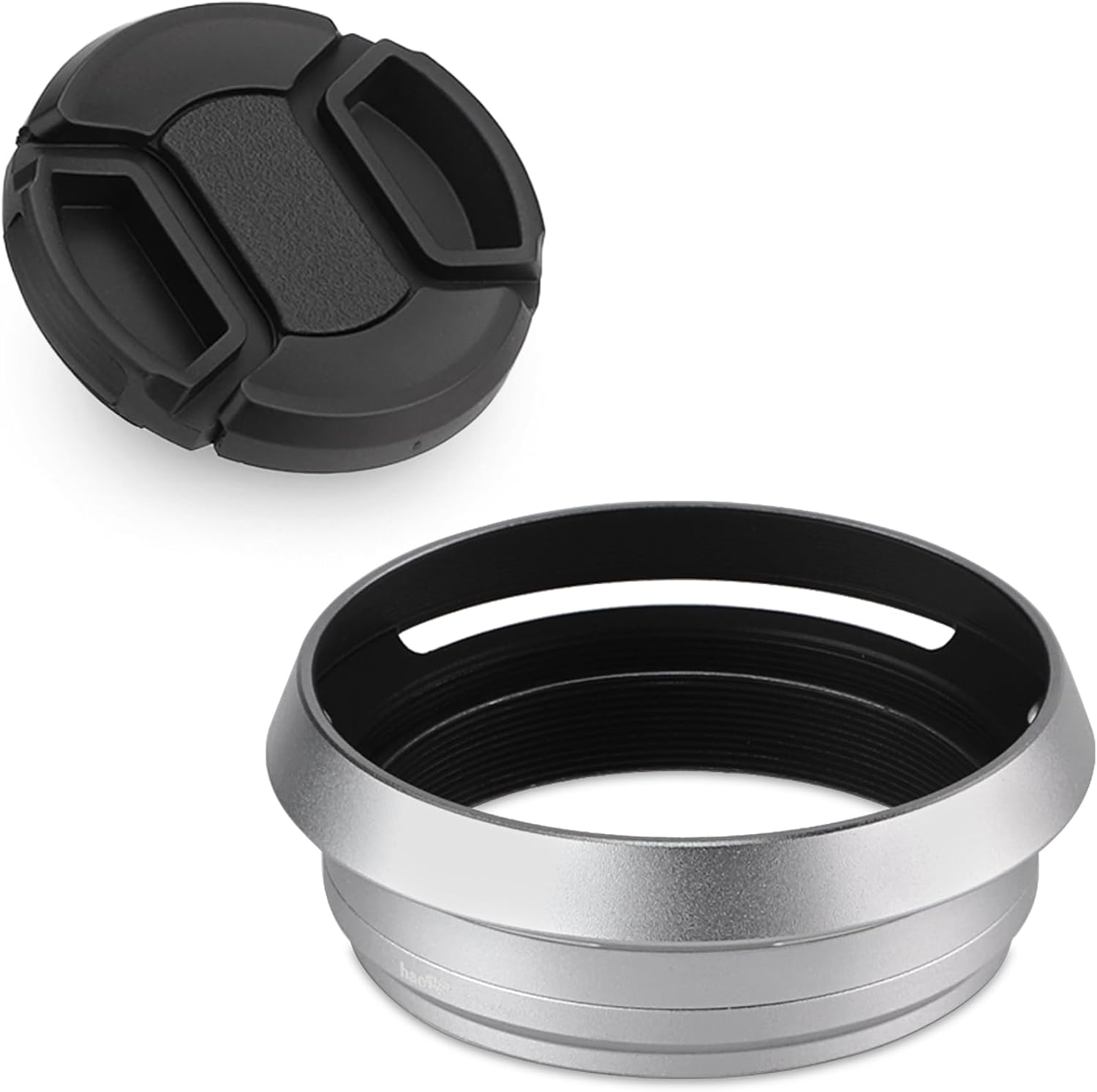 Haoge LH-X53W Pare-soleil 3 en 1 avec bague d'adaptation et capuchon pour appareil photo Fujifilm x100vi Fuji FinePix X70 X100 X100S X100T X100F X100V Argent remplace Fujifilm LH-X100