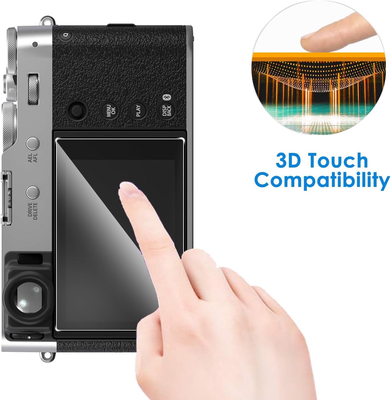 Natbok Lot de 2 protecteurs d'écran compatibles avec Fujifilm X100VI/X100V, film d'écran LCD en verre trempé 9H à couverture complète, HD transparent résistant aux rayures pour accessoires d'appareil photo Fujifilm X100VI X-T4 X-E4 – Image 4