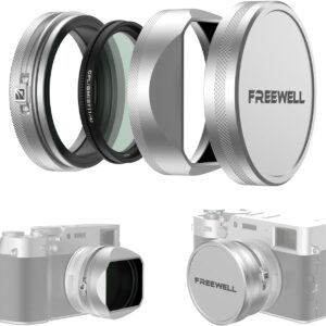 Freewell Kit de filtre CPL/Black Diffusion Mist (1/4) avec pare-soleil pour Fuji série X100 (X100VI, X100V, X100T, X100F, X100S, X100) (argent)