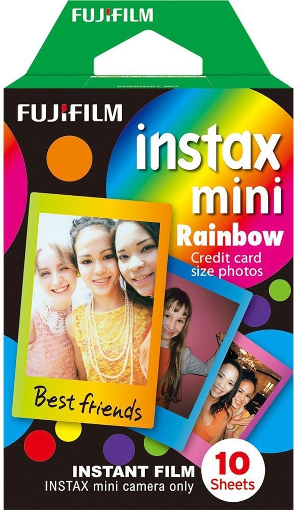 Fujifilm Instax Mini Film multicolore instantané, 10 feuilles, (ensemble économique de 3 et 5 paquets)... (Arc-en-ciel) – Image 2