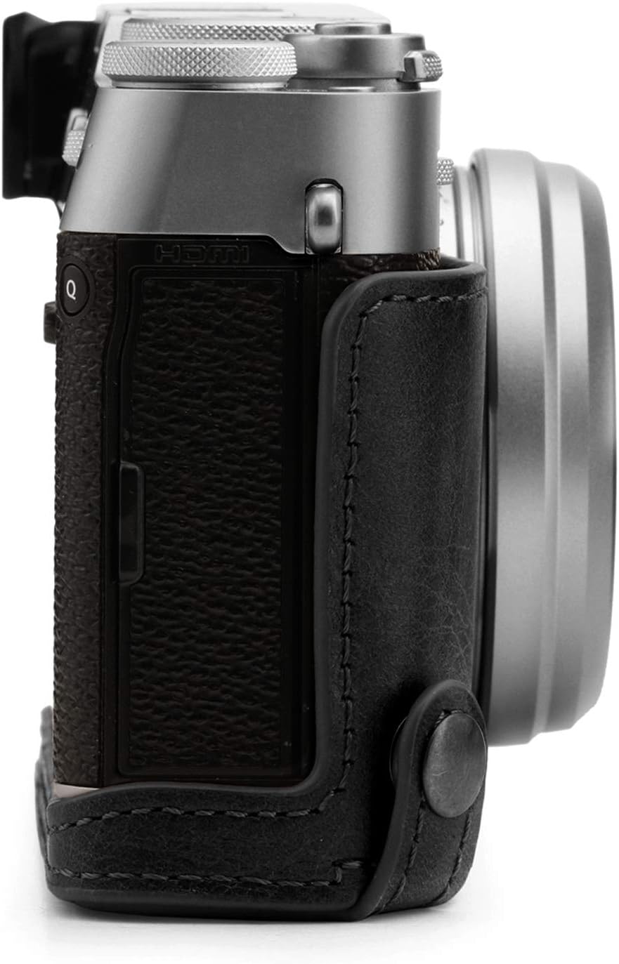 MegaGear MG1894 Ever Ready Demi-étui en cuir véritable pour appareil photo compatible avec Fujifilm X100V - Noir – Image 3
