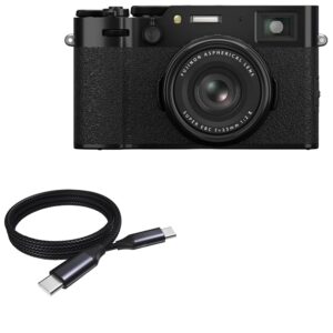 Câble BoxWave compatible avec Fujifilm X100VI - Câble DirectSync PD (3 pieds) - USB-C vers USB-C (100 W), charge tressée de type C et synchronisation rapide - Noir de jais