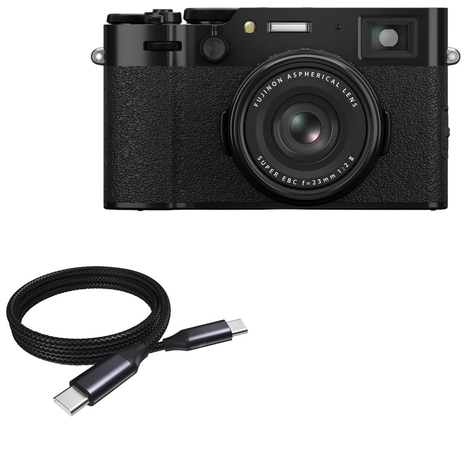 Câble BoxWave compatible avec Fujifilm X100VI - Câble DirectSync PD (3 pieds) - USB-C vers USB-C (100 W), charge tressée de type C et synchronisation rapide - Noir de jais