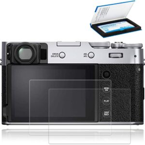 JJC Lot de 2 films de protection d'écran pour appareil photo Fujifilm X100VI X100V X-T4 X-E4, ultra fin, anti-traces de doigts, anti-rayures, dureté 9H, bords arrondis 2,5D, verre trempé
