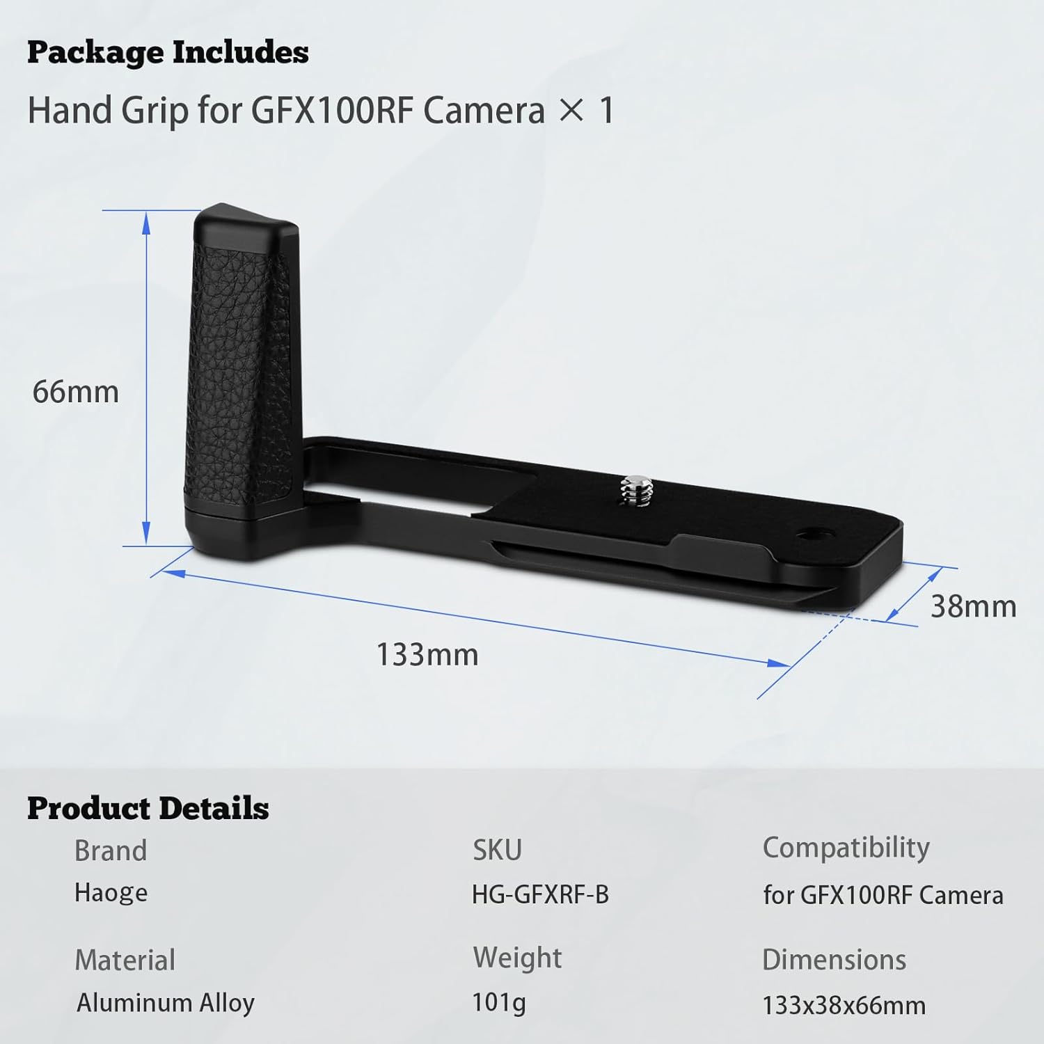 Poignée Haoge pour corps d'appareil photo Fujifilm GFX100RF support de poignée en forme de L HG-GFXRF-B noir avec plaque standard Arca-Swiss – Image 6