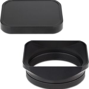 Haoge Pare-soleil carré en métal pour Fujifilm X100VI avec anneau adaptateur de filtre UV 49 mm et kit de capuchon en métal Accessoires pour appareil photo Noir