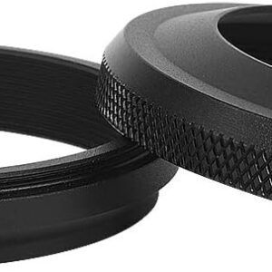 Haoge LH-X51B Pare-soleil ultra fin 2 en 1 entièrement en métal avec jeu de bagues d'adaptation pour accessoires d'appareil photo Fujifilm X100VI FinePix X100V Noir