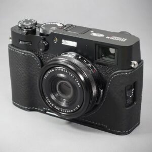Generic LIM'S Demi-étui en cuir véritable pour appareil photo avec plaque en queue d'aronde pour étui Fuji FUJIFILM X100VI (Noir)