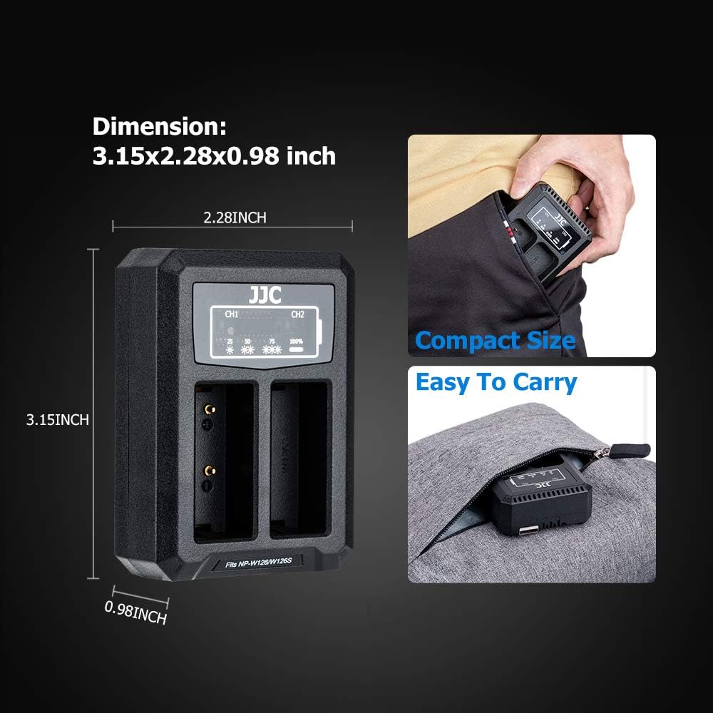 NP-W126 NP-W126S Chargeur de batterie double chargeur avec câble USB intégré pour Fujifilm X100VI X-T50 X-T30 II X-S10 X-PRO3 X-Pro2 X-Pro1 X-T30 X-T20 X-T10 X-T3 X-T2 X100V X100F X-E4 X-E3 X-E2 X-E1 X-A5 X-A3 – Image 8