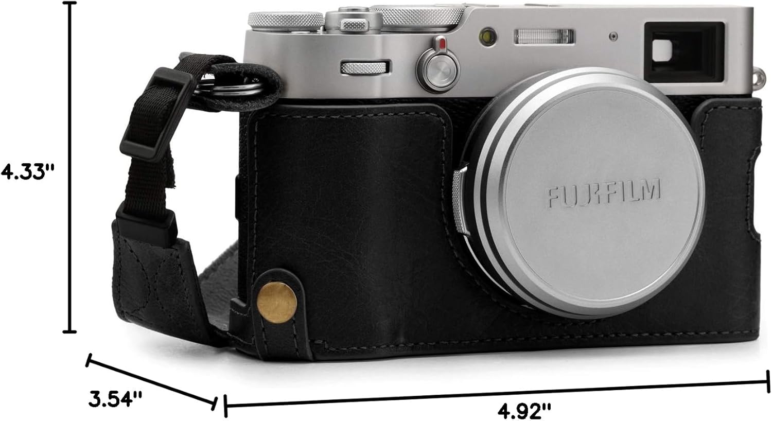 MegaGear MG1894 Ever Ready Demi-étui en cuir véritable pour appareil photo compatible avec Fujifilm X100V - Noir – Image 10