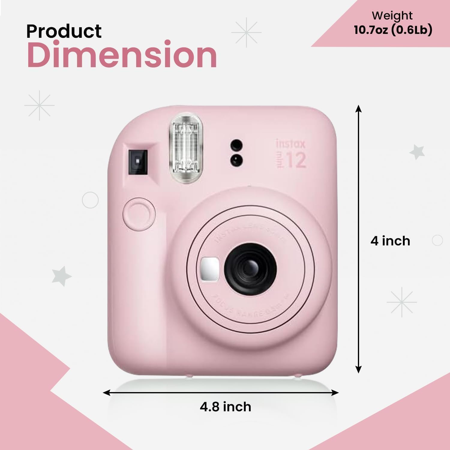 Appareil photo Fujifilm Instant Mini 12 + ensemble d'accessoires et étui personnalisé compatible + mini album photo Fuji Instant (20 photos) (60 pochettes) (rose fleuri) – Image 6