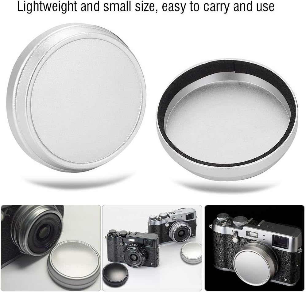 Capuchon avant en métal pour objectif professionnel, couvercle d'objectif unique universel portable pour accessoire de photographie Fujifilm X100 X100S X100T (argent) – Image 2