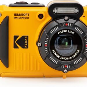 KODAK PIXPRO WPZ2 Appareil photo numérique WiFi robuste, étanche, résistant aux chocs et à la poussière, zoom optique 4X 16 MP, caméra vidéo Full HD 1080p, écran LCD 2,7" (jaune)