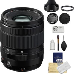 Objectif Fujifilm XF 16-50 mm f/2.8-4.8 R LM WR fourni avec filtre UV + kit de nettoyage d'objectif + chiffon de nettoyage en microfibre (4 pièces)