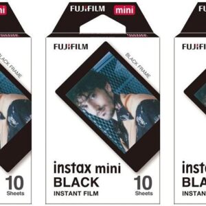 Fujifilm Instax Mini Film instantané NOIR FRAME 3-PACK BUNDLE SET, Film cadre noir (10 x 3) pour Mini 90 8 70 7s 50s 25 300 appareil photo SP-1 imprimante