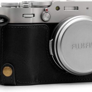 MegaGear MG1894 Ever Ready Demi-étui en cuir véritable pour appareil photo compatible avec Fujifilm X100V - Noir