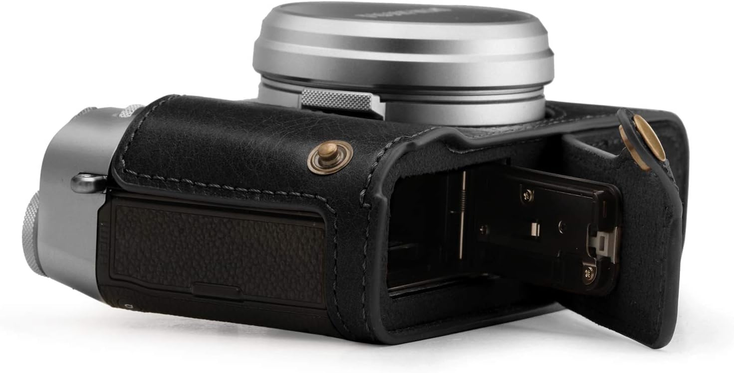 MegaGear MG1894 Ever Ready Demi-étui en cuir véritable pour appareil photo compatible avec Fujifilm X100V - Noir – Image 7